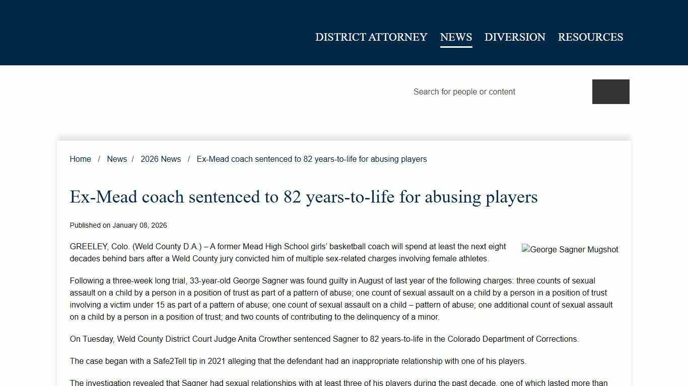Ex-Mead coach sentenced to 82 years-to-life for abusing players Weld DA